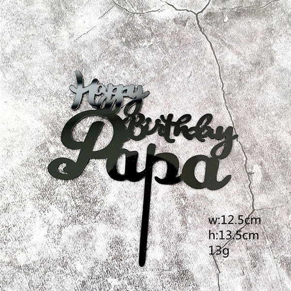 Que cắm mica HPBD Papa màu đen