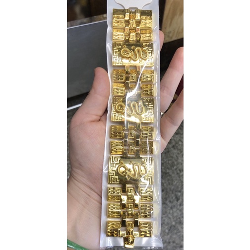Lắc tay nam rồng bản lớn dát vàng 18 cao cấp mẫu mới về . lắc ngang 35mm dài 20cm