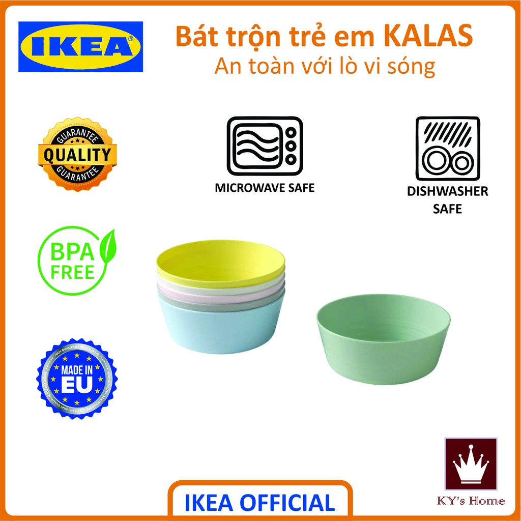 Bộ 6 bát ăn trẻ em nhiều màu nhựa cao cấp BPA Free Ikea KALAS Chính Hãng Thụy Điển