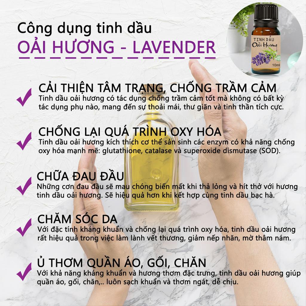 Tinh dầu oải hương nguyên chất từ thiên nhiên xông khử mùi thơm phòng, thư giản ngủ ngon - avaskincare