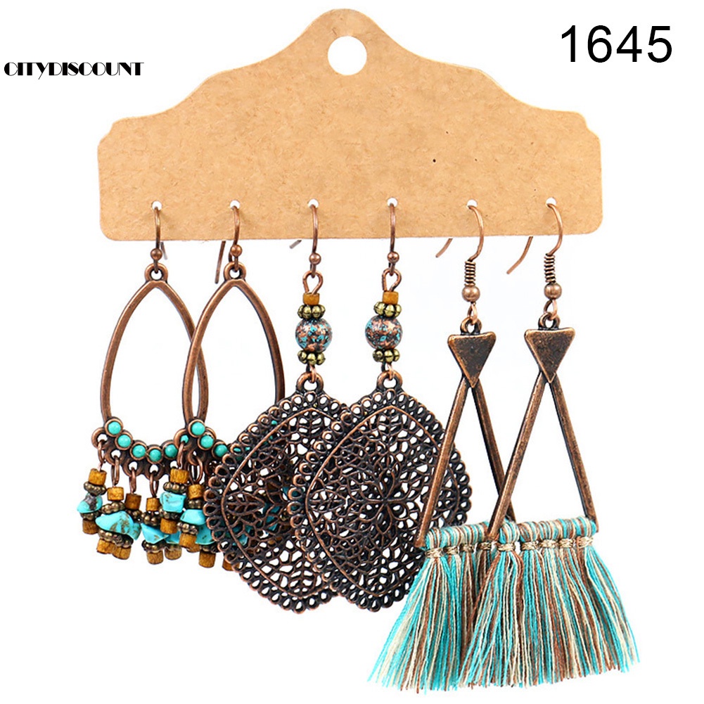 Set 3 Đôi Khuyên Tai Phong Cách Vintage Thời Trang Cho Nữ