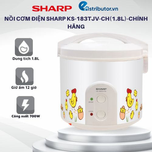 Nồi cơm điện Sharp KS-183TJV-CH(1.8L)-Chính Hãng