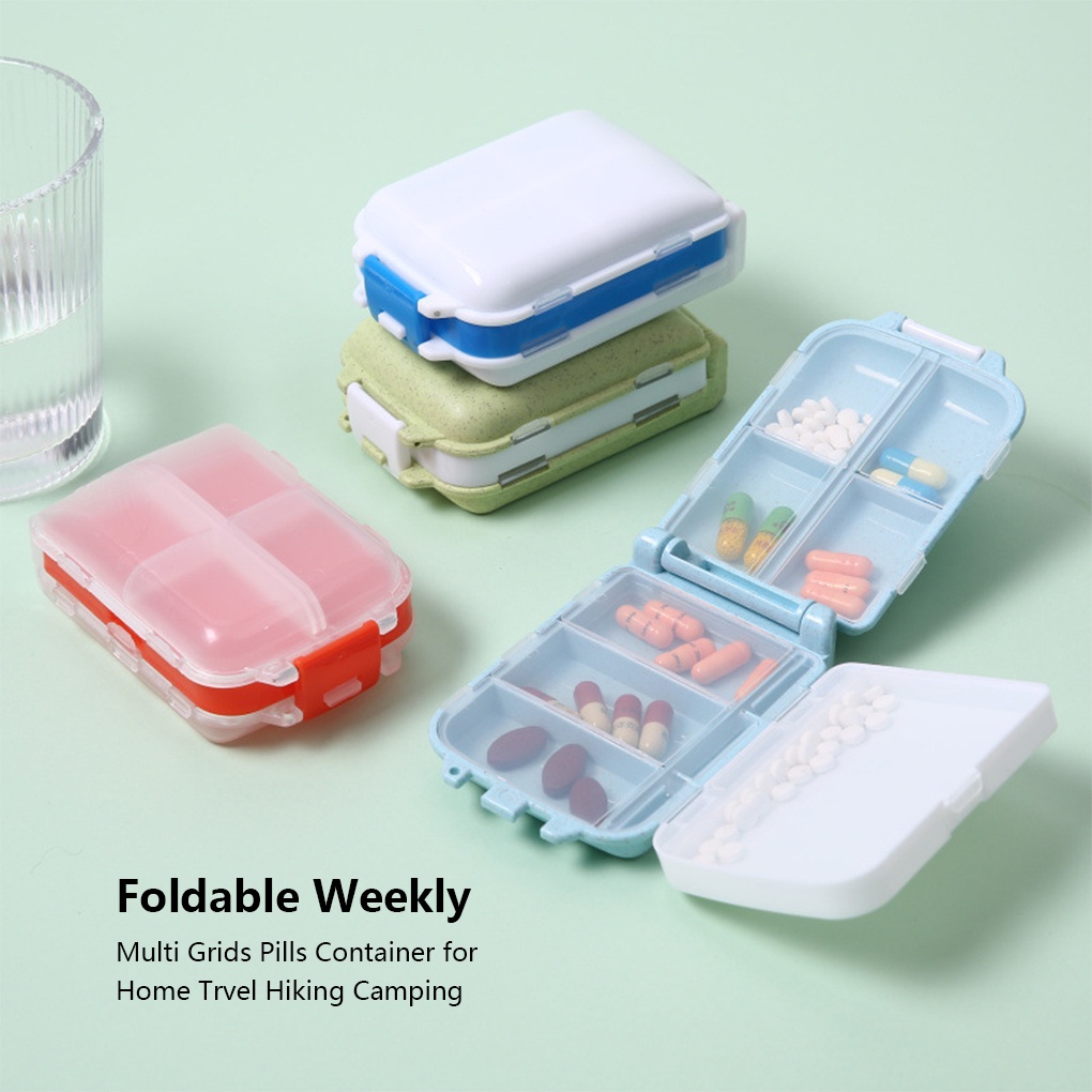 Pill Box Container Weekly Tablet Organizer Storage Case Tablets Divider Hiking Camping Indoor Outdoor Health Care