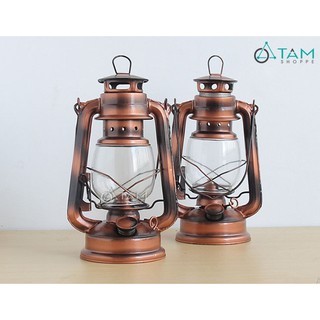 [LOẠI 1 - SƠN TĨNH ĐIỆN] Đèn bão giả cổ đốt dầu màu đồng số 03