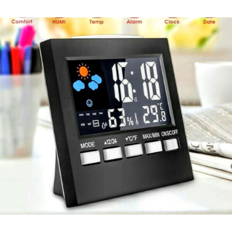 BỘ ĐỒNG HỒ 3IN1 ĐỂ BÀN BÁO GIỜ BÁO NHIỆT ĐỘ ĐỘ ẨM BÁO THỜI TIẾT ĐA NĂNG LED BÁO CỰC ĐẸP