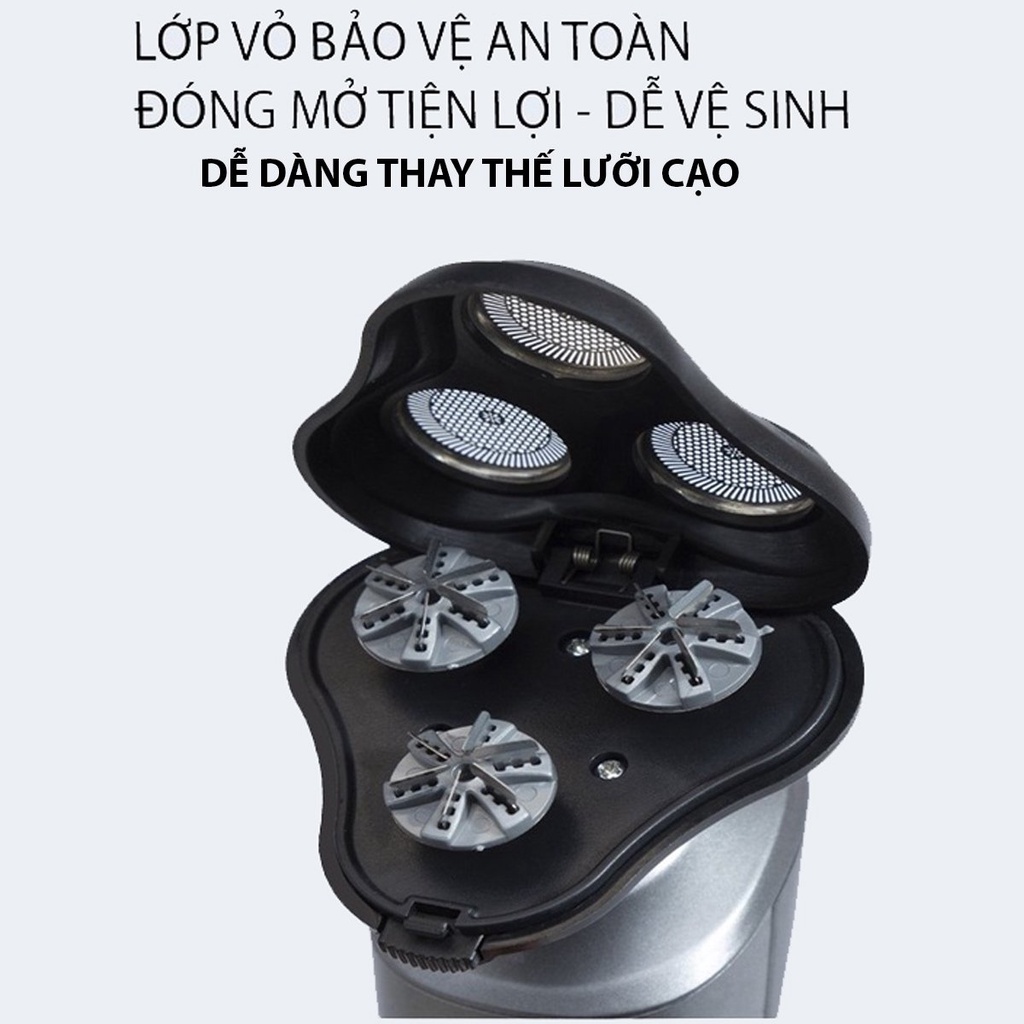 Máy cạo râu sạc điện đa năng Cao Cấp SeaSy 9D SS68 4 trong 1 thiết kế 3 lưỡi kép dành cho nam giới