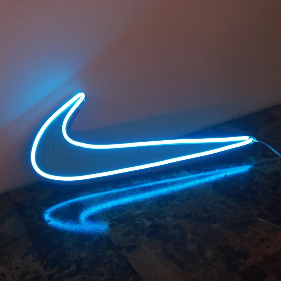 Đèn neon logo hình nike decor, Thiết kế led neon theo yêu cầu nhiều màu sắc.