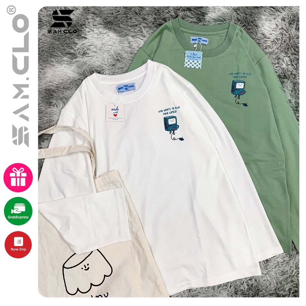 Áo thun TAY DÀI nữ SAM CLO ULZZANG freesize phông form rộng dáng unisex mặc cặp, nhóm, lớp in hình MÁY CHƠI GAME | BigBuy360 - bigbuy360.vn
