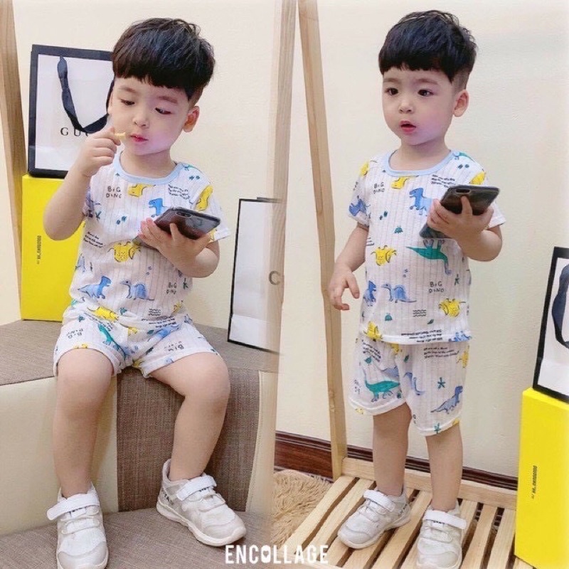 Bộ cotton giấy cộc tay cho bé trai bé gái