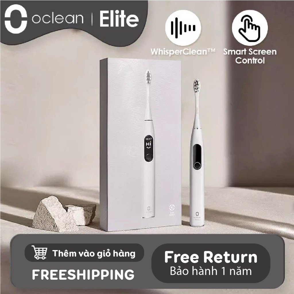Bàn chải điện Xiaomi Oclean X Pro Elite | Màn hình cảm ứng, kết nối app thông minh, chống nước IP7X, rung siêu âm