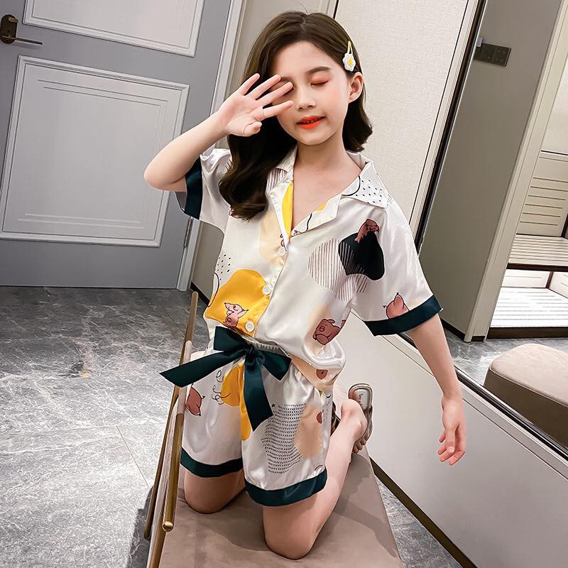 C276006 - Bộ pyjama bé gái chất lụa hàng nhập