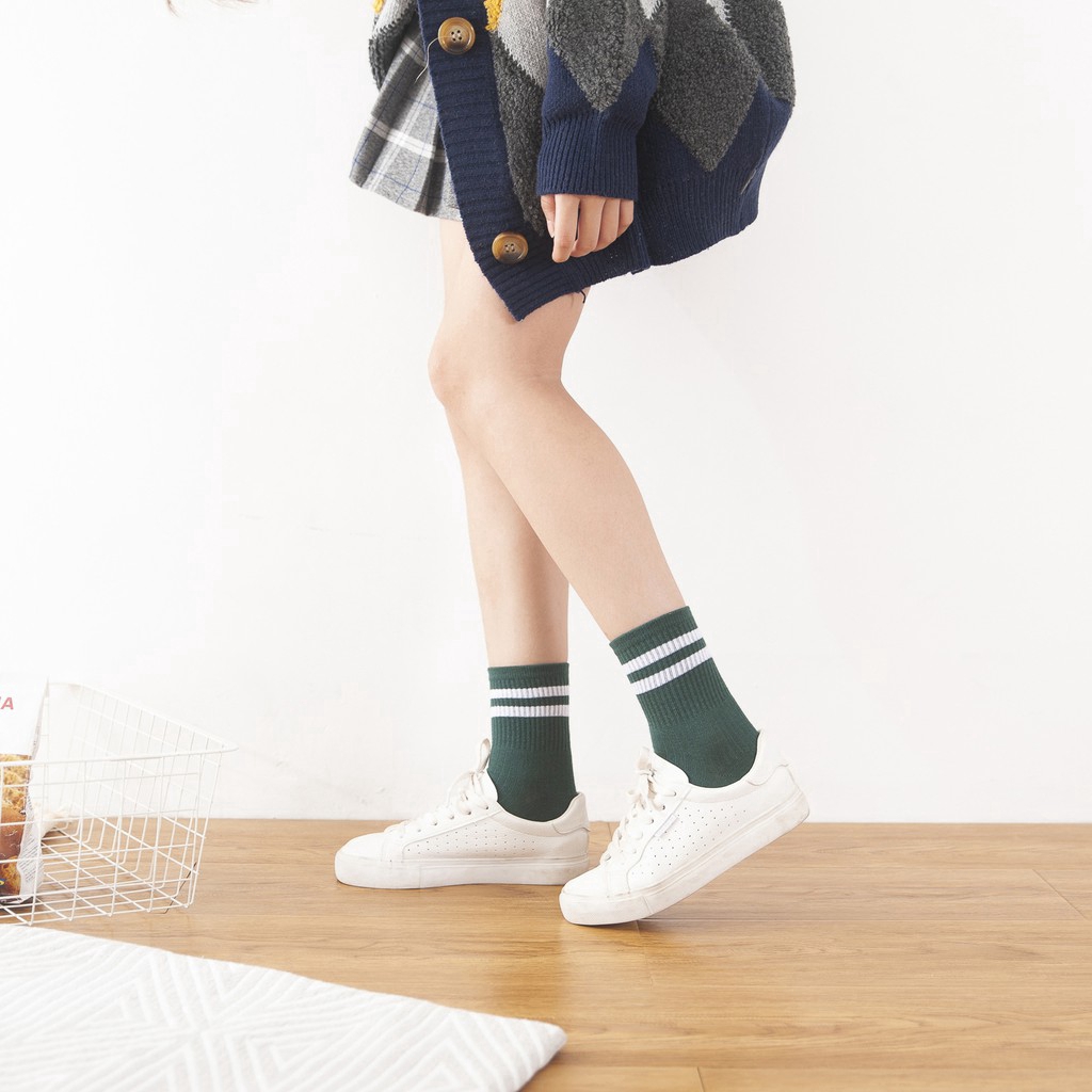 ❤Welove❤ Thời trang nữ Quần cotton sọc Hàn Quốc Mềm mại Dễ thương Rắn Thể thao Hàng dệt kim