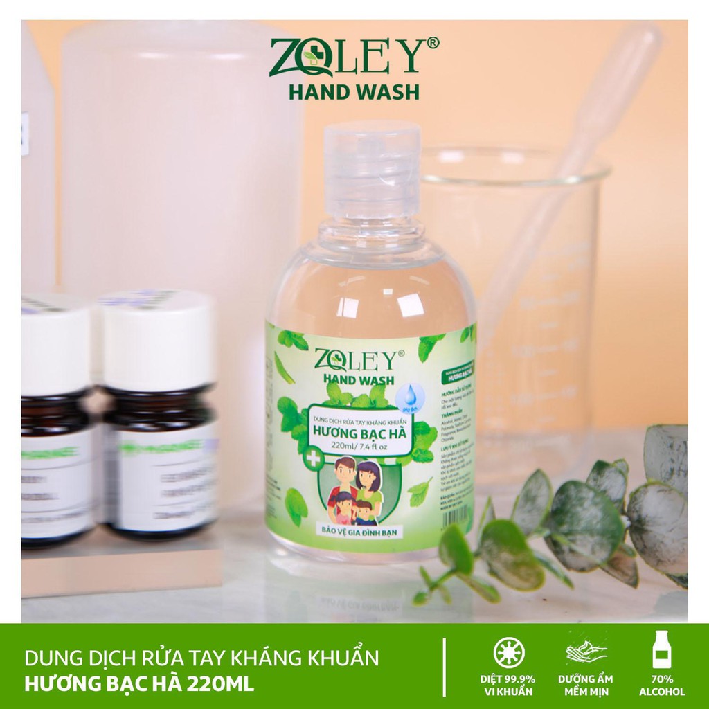 Nước Rửa Tay Khô Zoley Hương Bạc Hà Chai 220ml | BigBuy360 - bigbuy360.vn