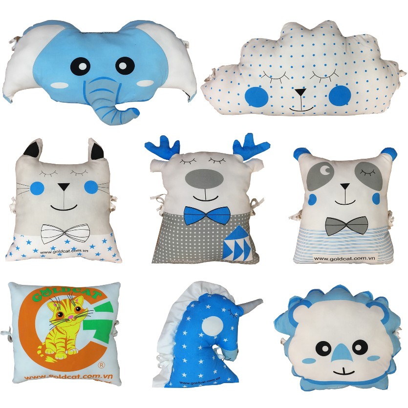 Gối Hình Thú Cho Bé GOLDCAT GT Chất Liệu Vải Cotton Bọc Bông, Nhiều Màu Sắc Ngộ Nghĩnh