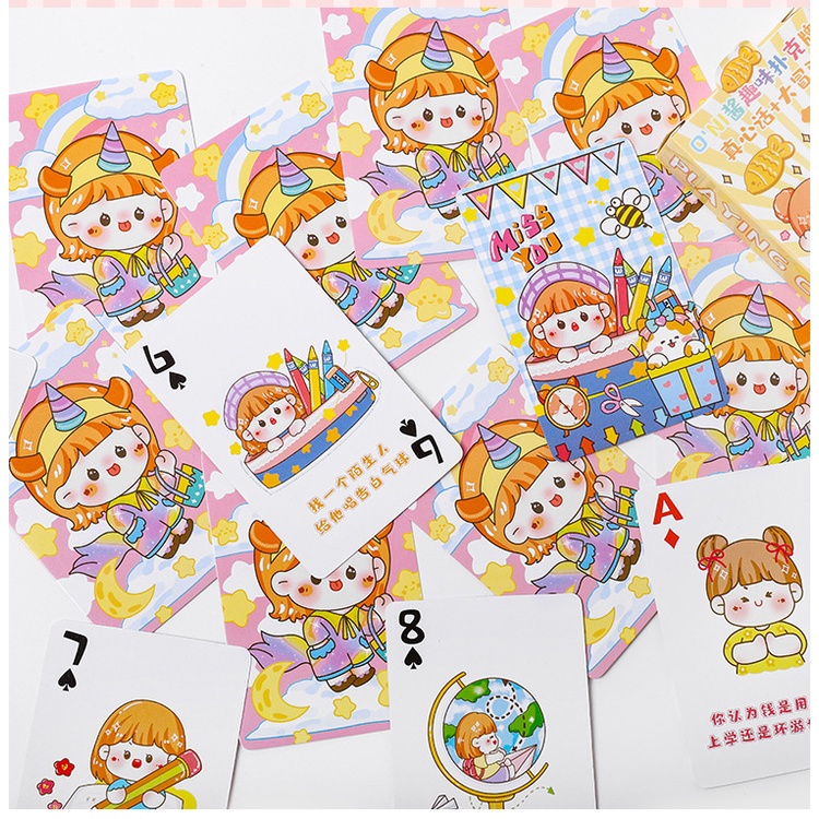 Bộ Bài Tây Poker 52 Lá Đồ Chơi Cute Dễ Thương Giảm Stress Hoạt Hình Anime QT41