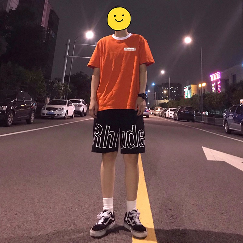 Summer New Men Casual Sports Beach Shorts European and American popular logo rhude shorts male loose big letters reflective five minutes of pants in the summer ins hip hop lovers female trousers