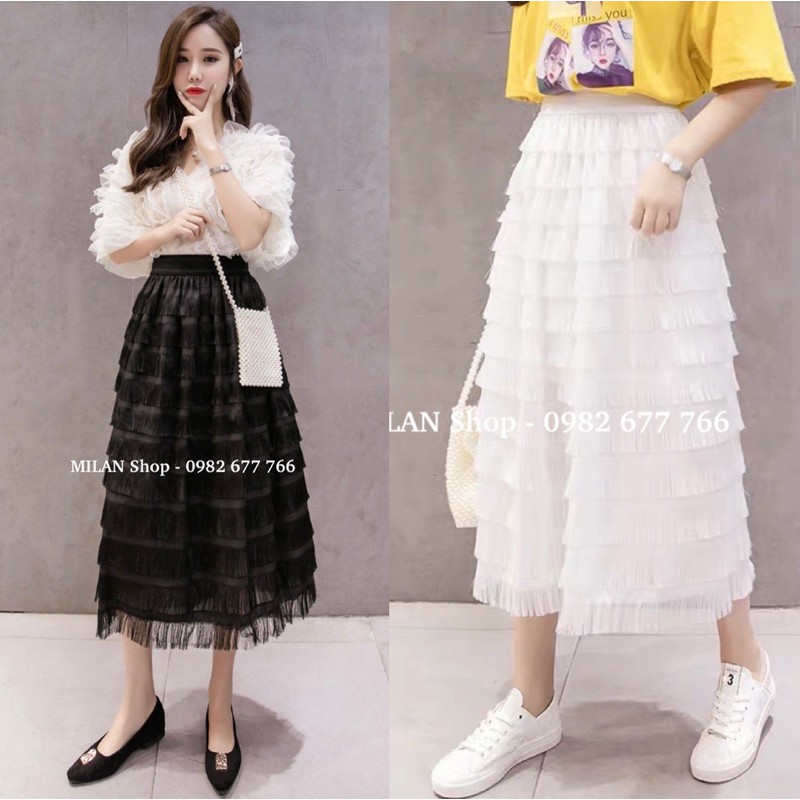 Chân váy dài tầng tua rua style | BigBuy360 - bigbuy360.vn