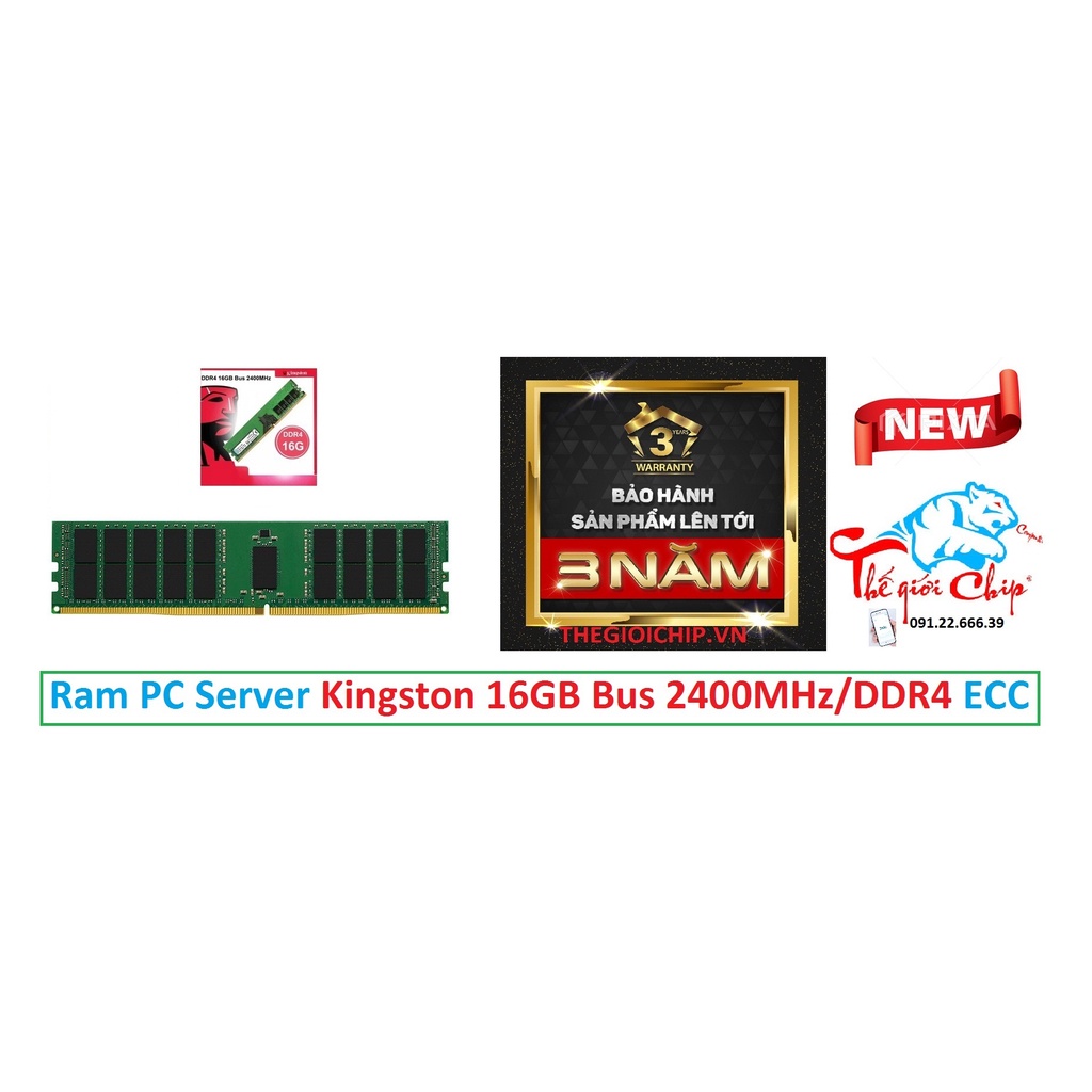 [HCM]Ram PC Server Kingston 16GB Bus 2400MHz/DDR4 ECC (CTY Box - BH 3 Năm)