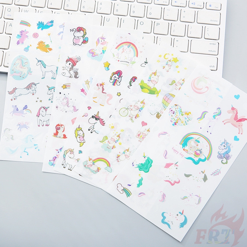 Set 6 tờ hình dán phong cách kì lân trang trí sổ tay máy tính ván trượt đa dụng