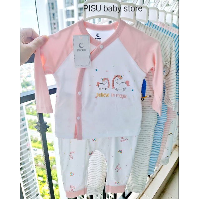 Moon - Bộ dài tay cài chéo petit xinh yêu cho bé 3-7kg