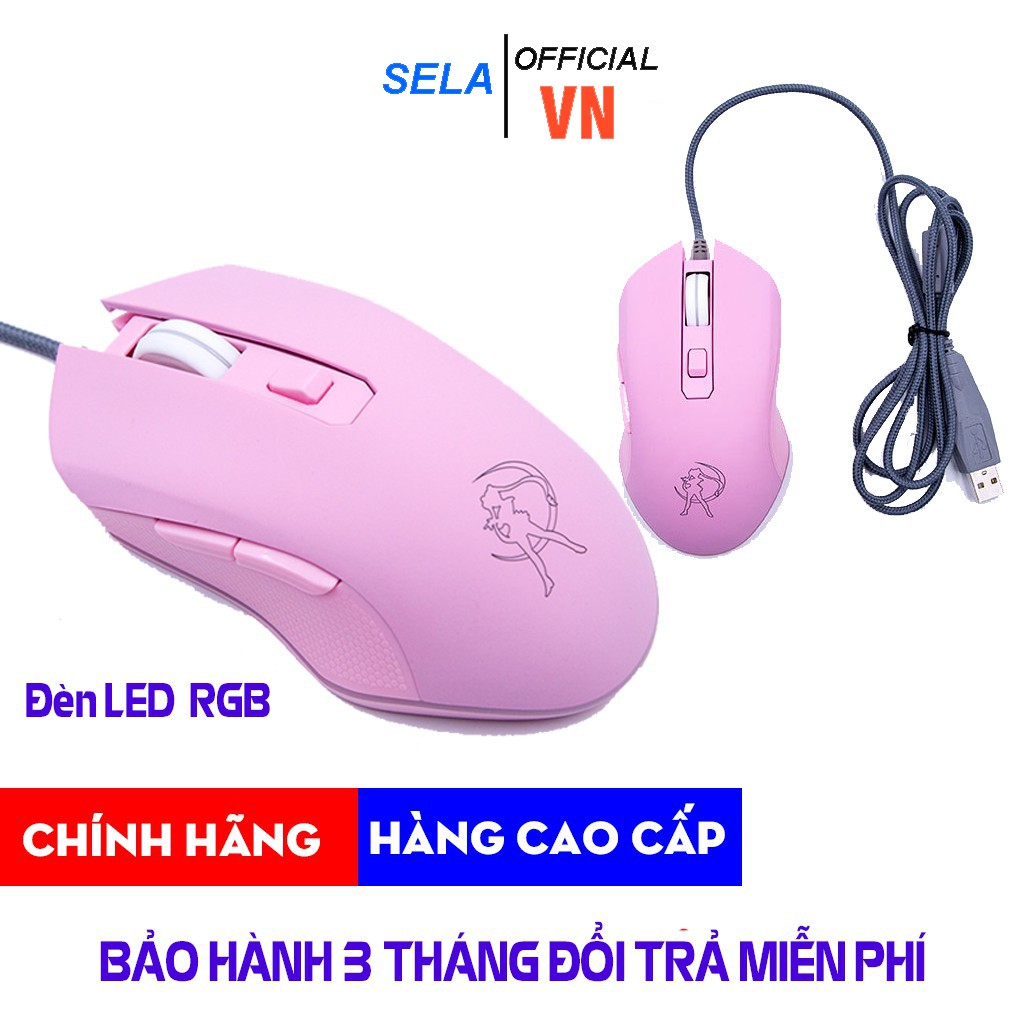 Chuột Gaming Hồng Led RGB 7 Chế Độ Cực Êm Bảo Hành 12 Tháng