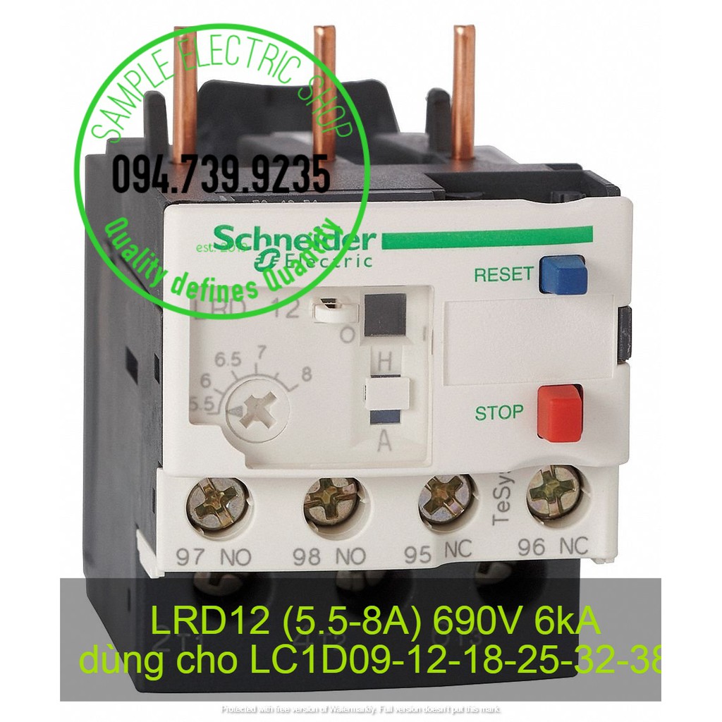 LRD12 - Relay nhiệt Schneider LRD12 (5.5-8A) -  Rơ le Nhiệt 5.5-8A