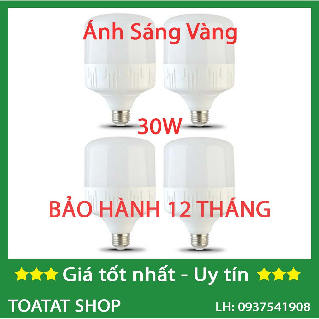 Bộ 4 bóng đèn Led trụ 30W Siêu sáng - tiết kiệm điện (Ánh SángTrắng/Vàng)