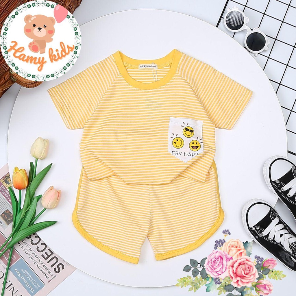 Đồ Bộ Minky Mom Chính Hãng Bé Trai Bé Gái Thun Lạnh Sọc Dệt Visco Tay Ngắn Quần Cộc Bé Từ 0-5 Tuổi Dưới 20kg - Hamykids
