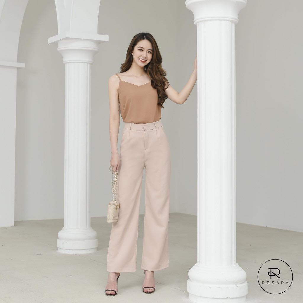 [Mã SKAMA06 giảm 8% tối đa 50K đơn 250K] Quần Culottes ống rộng cạp cao khóa trước 1 khuy vitex thời trang Rosara Sp104