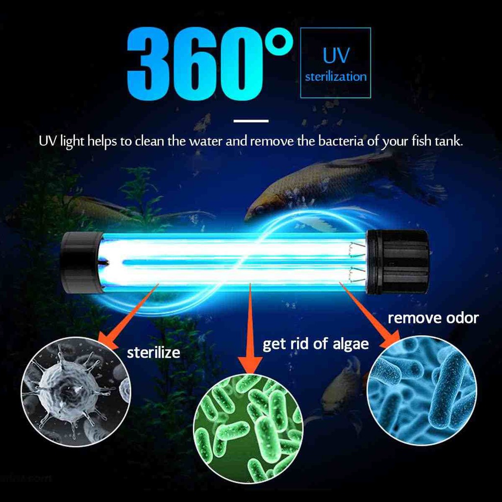 Đèn UV 2 bóng diệt tảo, khuẩn có hại dành cho hồ cá lớn công suất 20,30,40,60W
