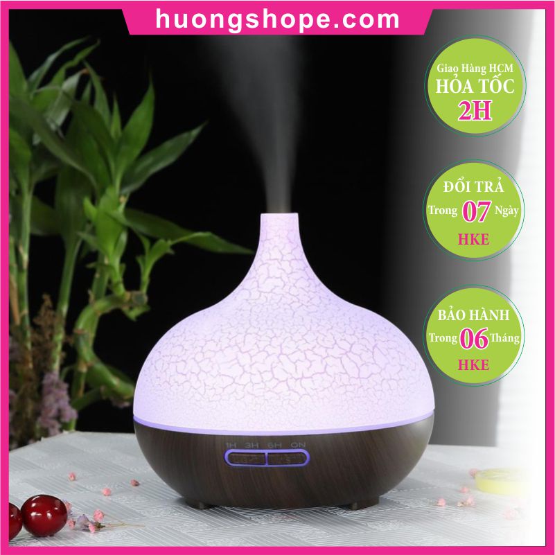 Máy xông tinh dầu cổ cao rạn màu nâu phun sương khuếch tán hương thơm phòng ngủ, phòng khách, nail, spa, khách sạn...
