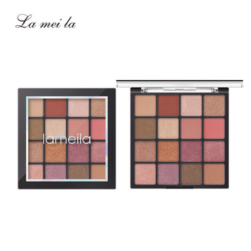 Phấn Mắt 16 Ô Màu Lameila có highlight CLASSIC (bảng đen)