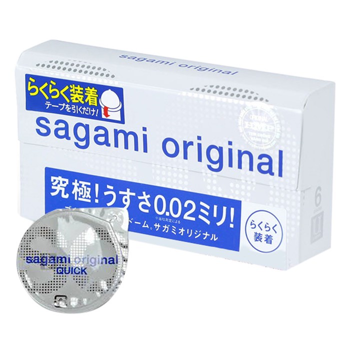 [ GIÁ SỈ ] - Bao cao su Sagami Original 0.02 quick, siêu siêu mỏng chỉ 0.02 mm , ôm sát, chân thật - Hộp 6 chiếc
