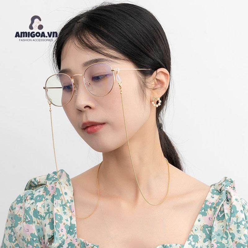 Dây Chuỗi Kim Loại Mạ Vàng Đeo Kính Mắt Chống Rơi Tiện Dụng