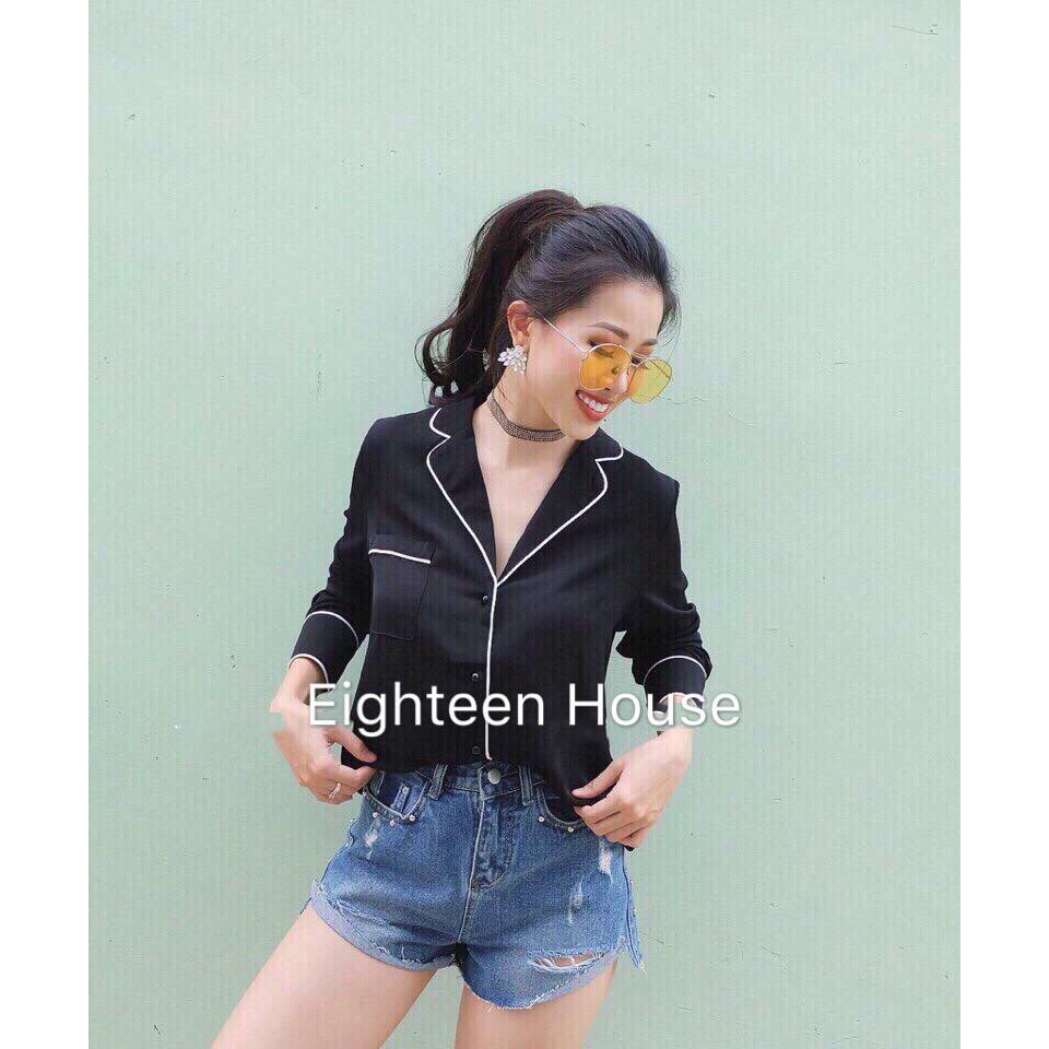 Sơ mi pijama đen/ trắng