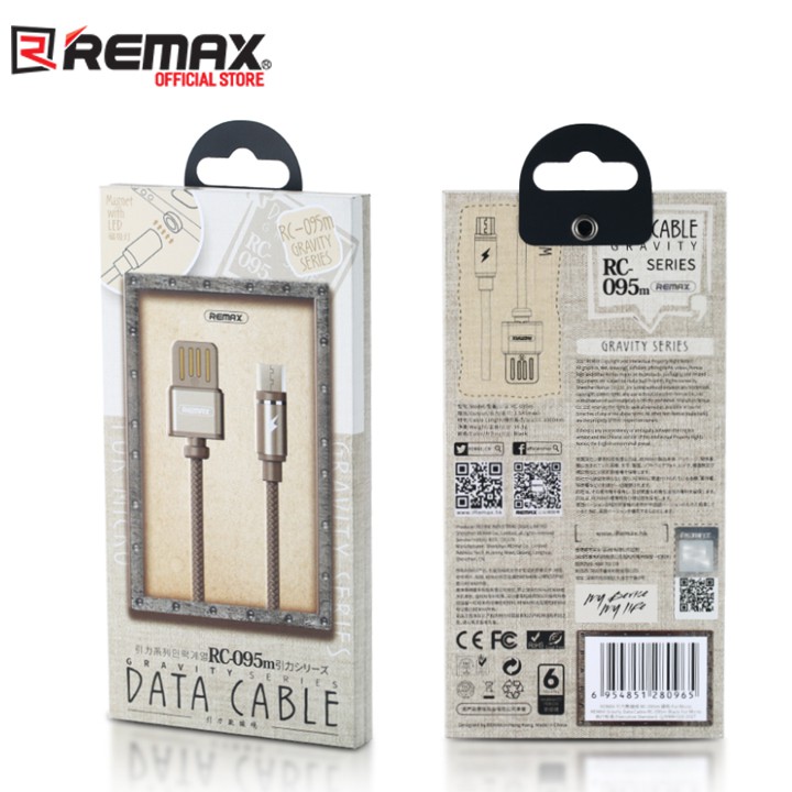 Cáp sạc Nam Châm Cổng Micro USB Remax RC-095m (Vàng/Xám)