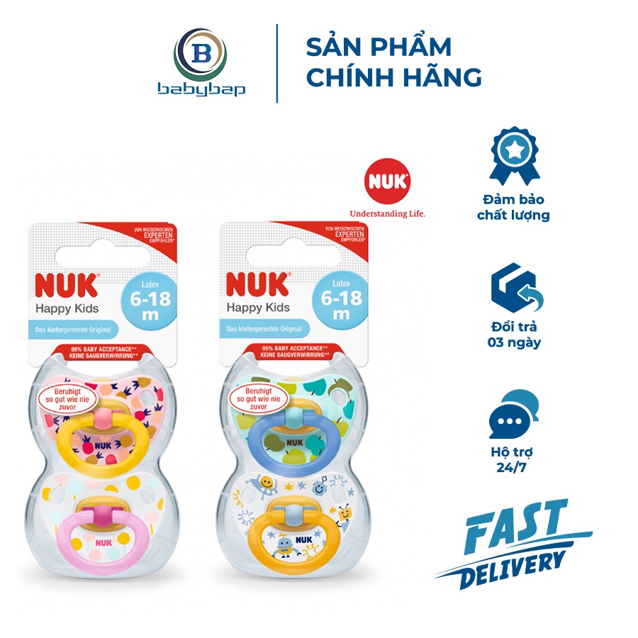 Bộ 2 Ti Giả NUK Classic Cao Su Có Nắp Đậy Giữ Vệ Sinh
