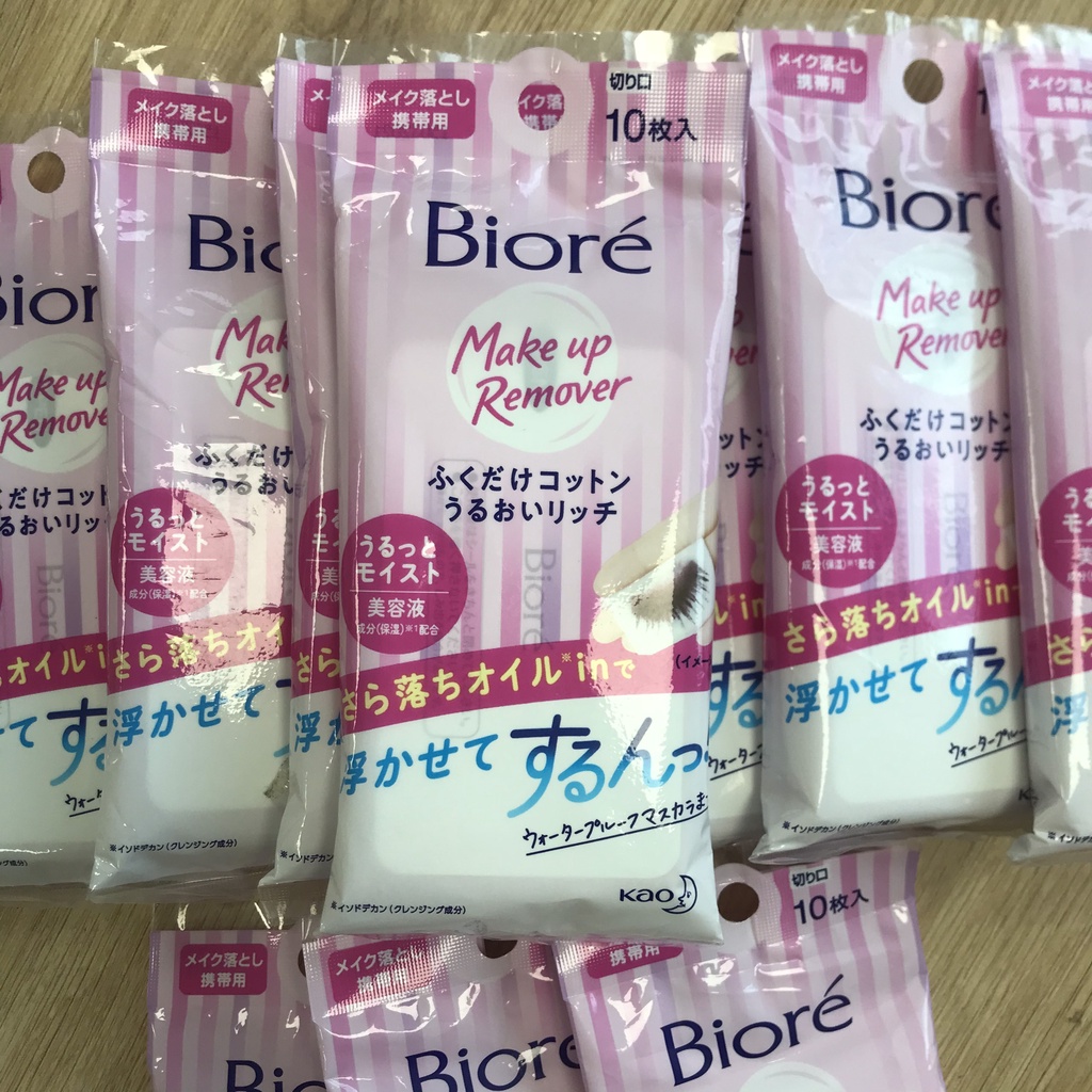 Khăn giấy ướt tẩy trang biore Make Up Remover Cleansing Cotton Rich Moisture - khăn tẩy trang dưỡng ẩm hiệu quả