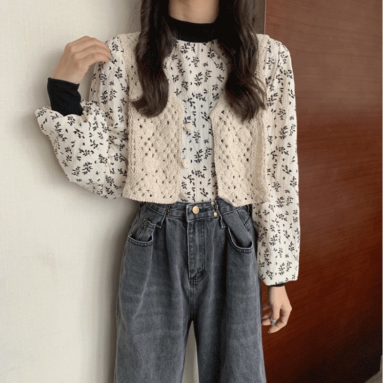 Áo Sơ Mi Tay Dài In Hoa Kiểu Vintage Thời Trang 2022 Cho Nữ