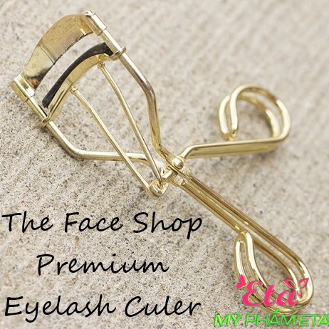 Kẹp mi The Face Shop Premium Eyelash Curler TFS vàng kèm lõi thay dễ dàng sử dụng