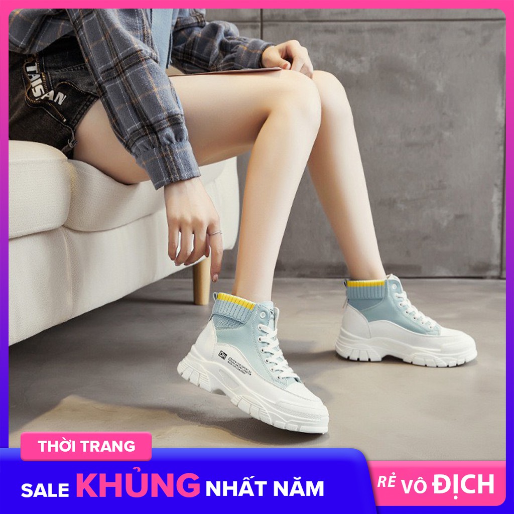 NEW SALE Giày nữ cổ cao H59 màu trắng xanh boost nữ RẺ NHẤT