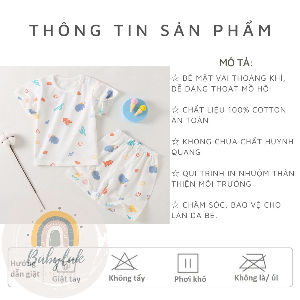 Đồ bộ quần áo thun cotton dành cho bé trai, bé gái mặc nhà mùa hè - Mẫu tay ngắn 2 - Size từ 4 đến 16kg