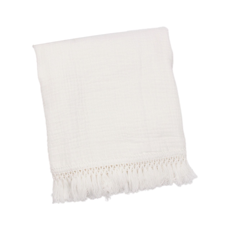 Chăn Quấn Em Bé Bằng Cotton Nguyên Chất Phối Tua Rua Dùng Làm Đạo Cụ Chụp Ảnh