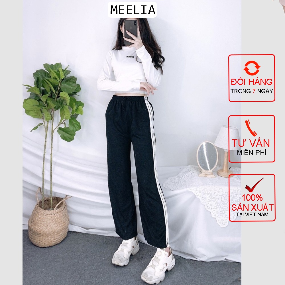 Quần thể thao nam nữ bó chun rút gấu 3 sọc, quần jogger dáng thể thao chất nỉ da cá cao cấp 2 màu(Đen,Trắng)
