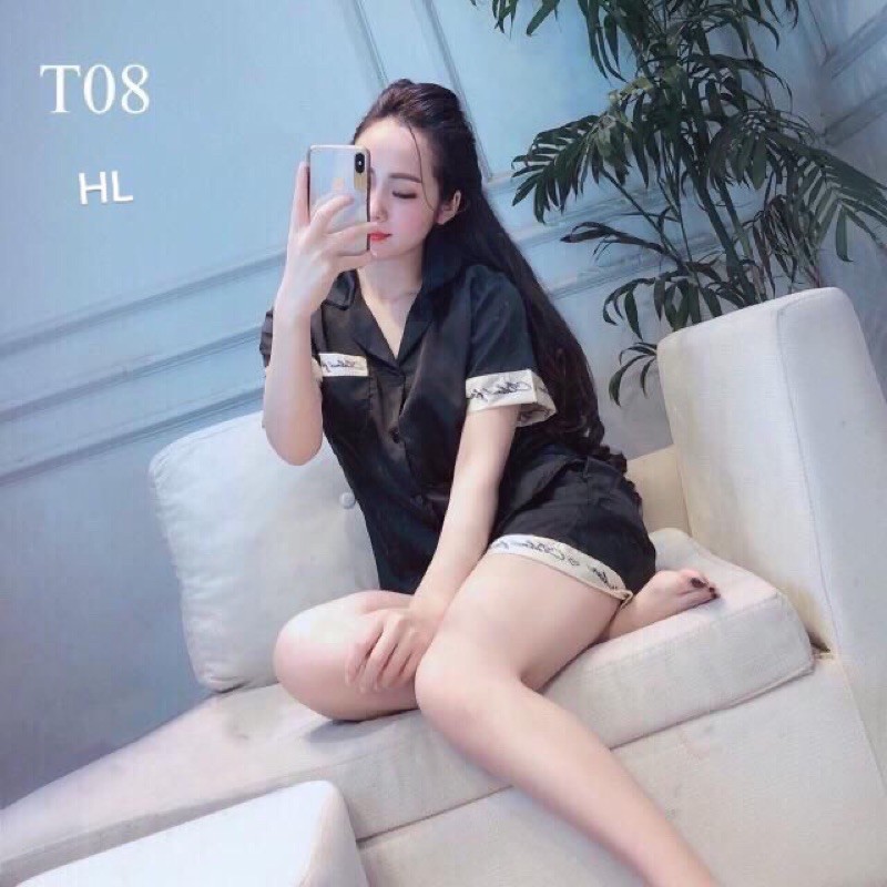 Bộ pyjama lụa loại 1 mềm đẹp áo cộc quần đùi kèm video ảnh thật | BigBuy360 - bigbuy360.vn