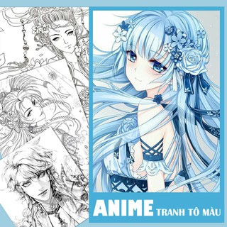 Tranh tô màu Anime khổ A4 (10 - 50 tranh được cho n mẫu) - Dành cho những bạn trẻ yêu thích nghệ thuật và sáng tạo thumbnail