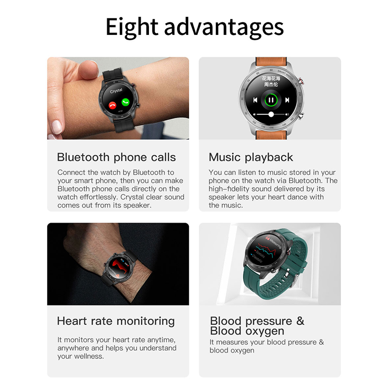 Lykry Smart Watch MX5 Round Screen Bluetooth Call IP68 Waterproof Long Standby Heart Rate Blood Oxygen Monitoring Fitness Tracker 1.3 inch