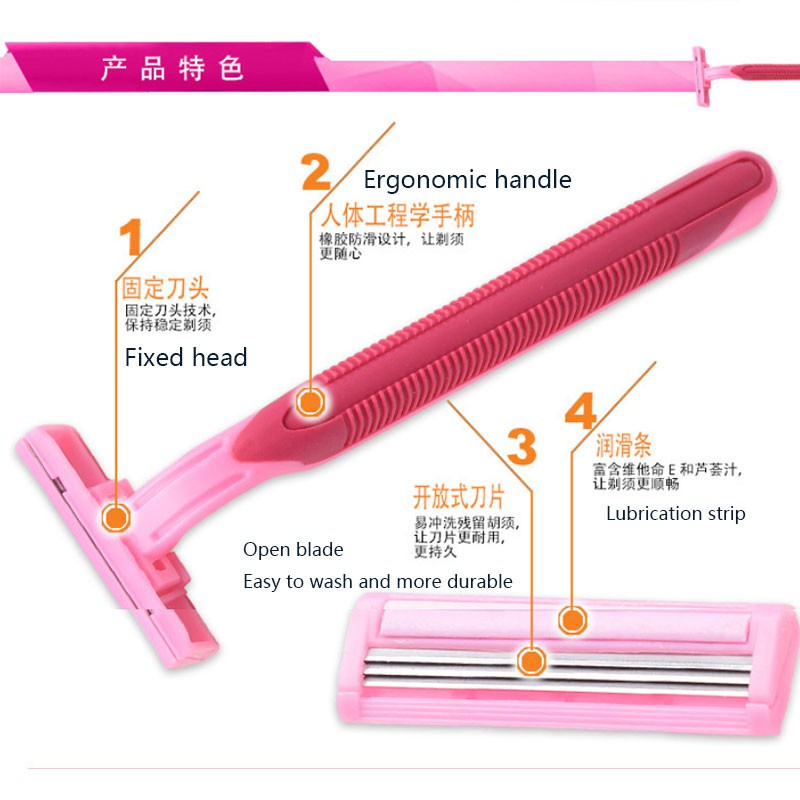 Bộ 8 dao cạo lông mặt / vùng da dưới cánh tay / vùng bikini / da tay / da chân tiện lợi cho phụ nữ