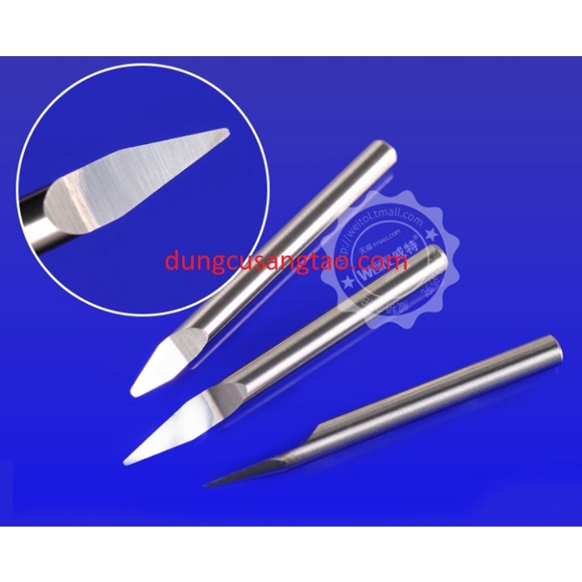 Dao cắt CNC V3 đầu tròn Metal Weitol NYJS3 / Dao khắc nhôm, đồng, PVC, acrylic, gỗ cốt 3.17mm