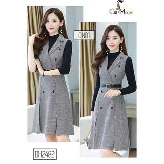 [BIG SALE] Đầm Xòe Sát Nách Cổ Vest DH2482